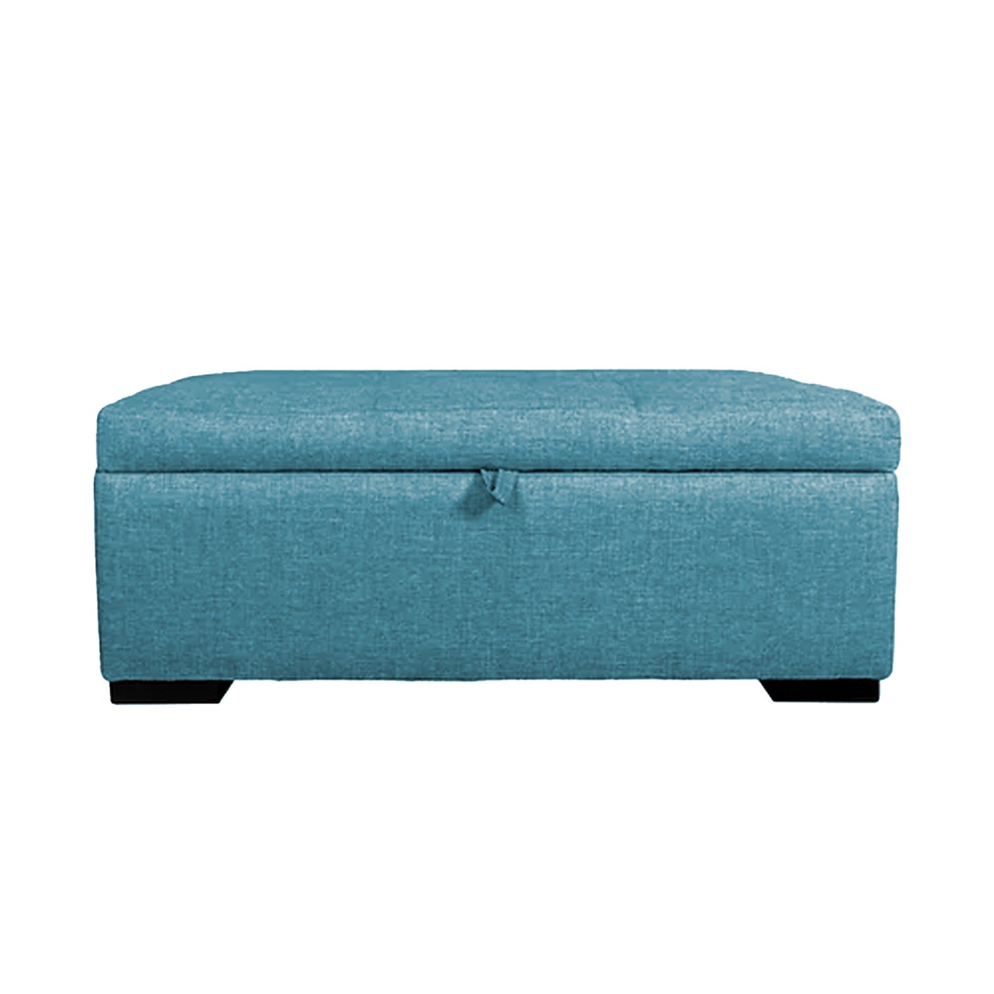 Imagen mueble baúl cajonero tapizado vista frontal color turquesa