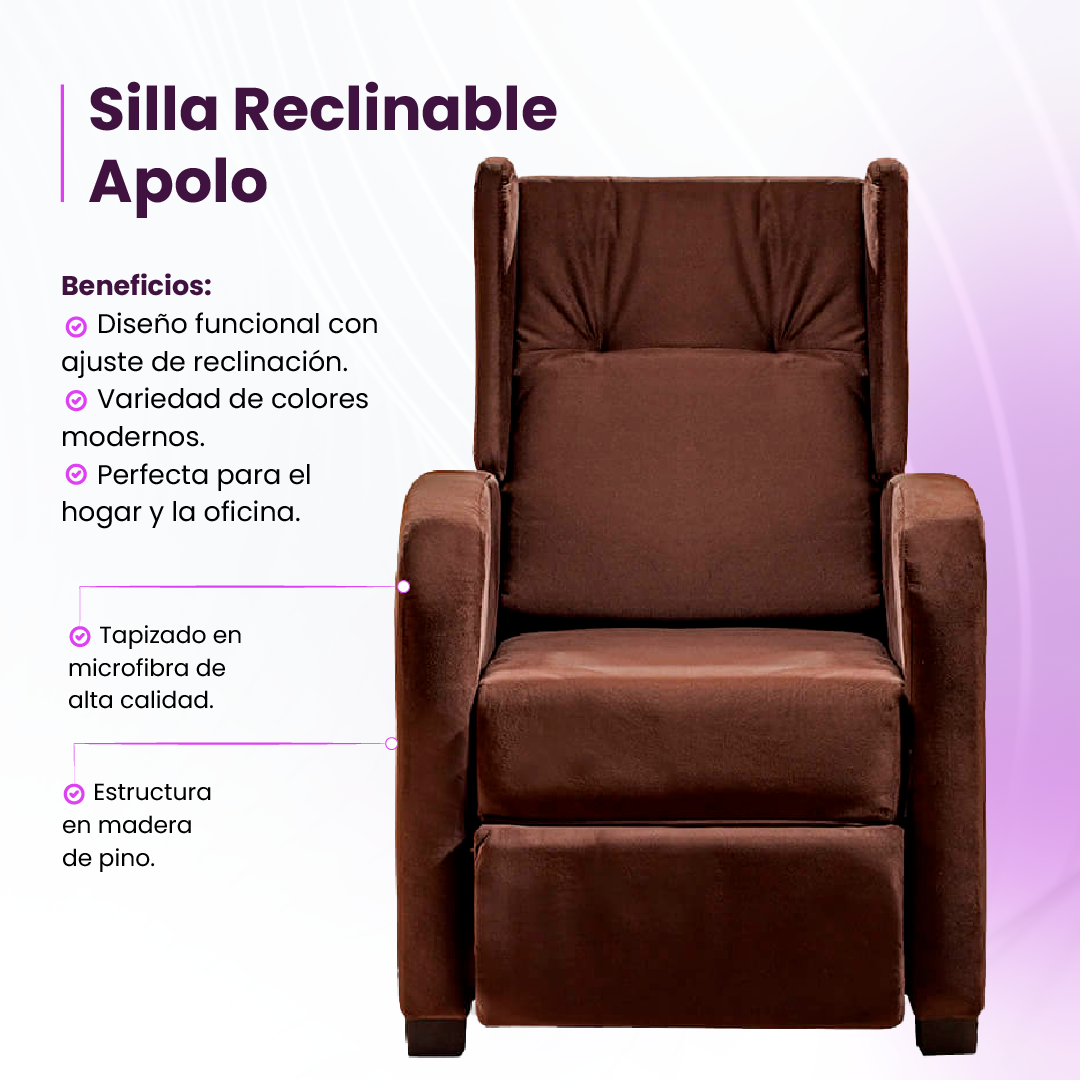 Infografía beneficios silla reclino Apolo chocolate