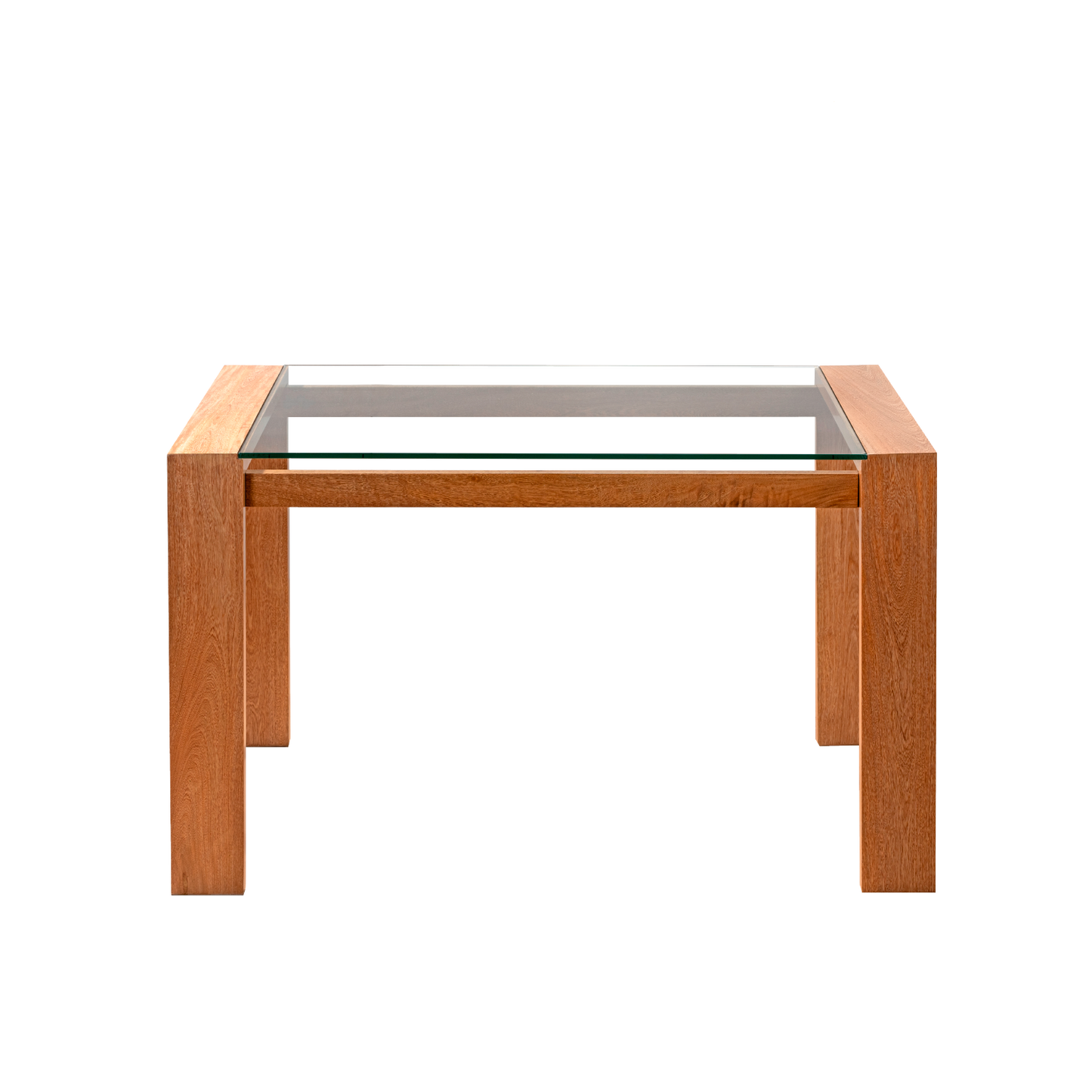 Imagen mesa madera flor morado natural seis puestos tapa vidrio vista frontal