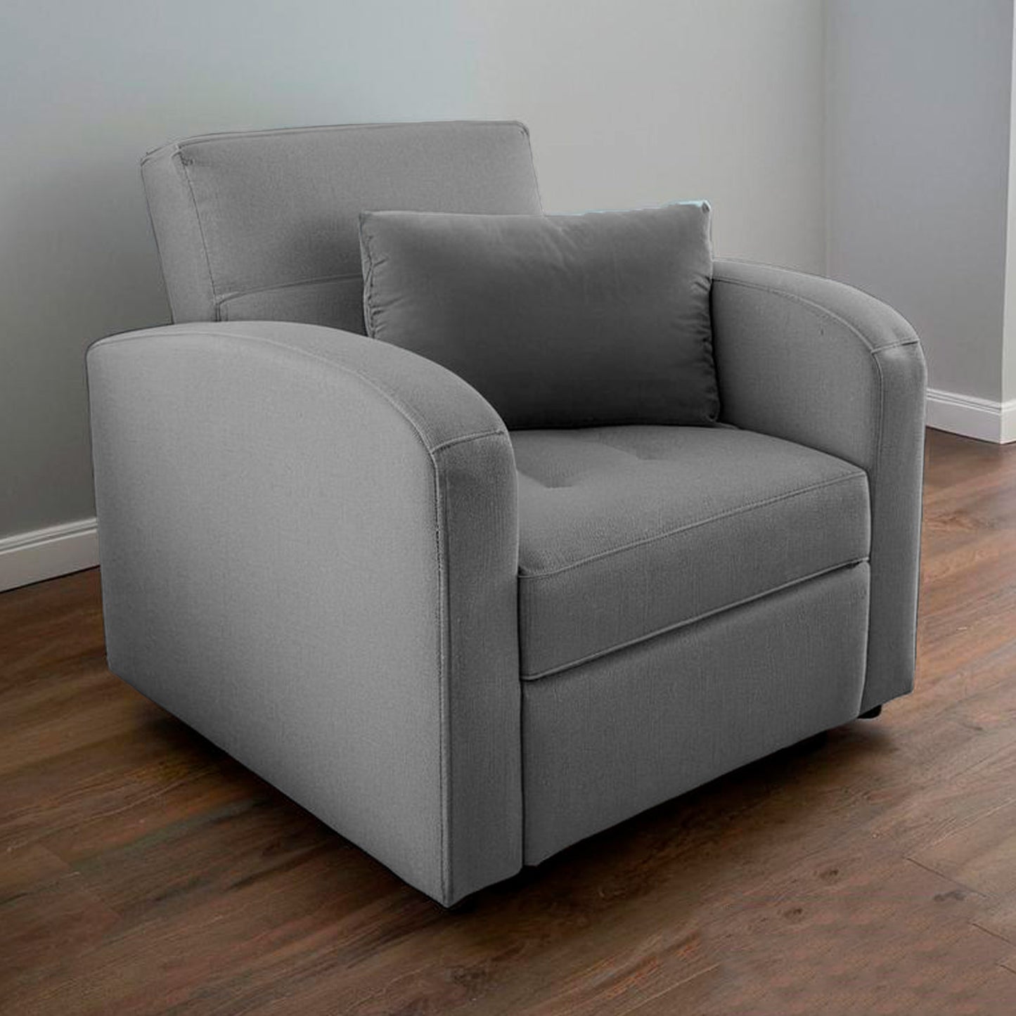 Fotografía espacio ambientado mueble poltrona cama California color gris