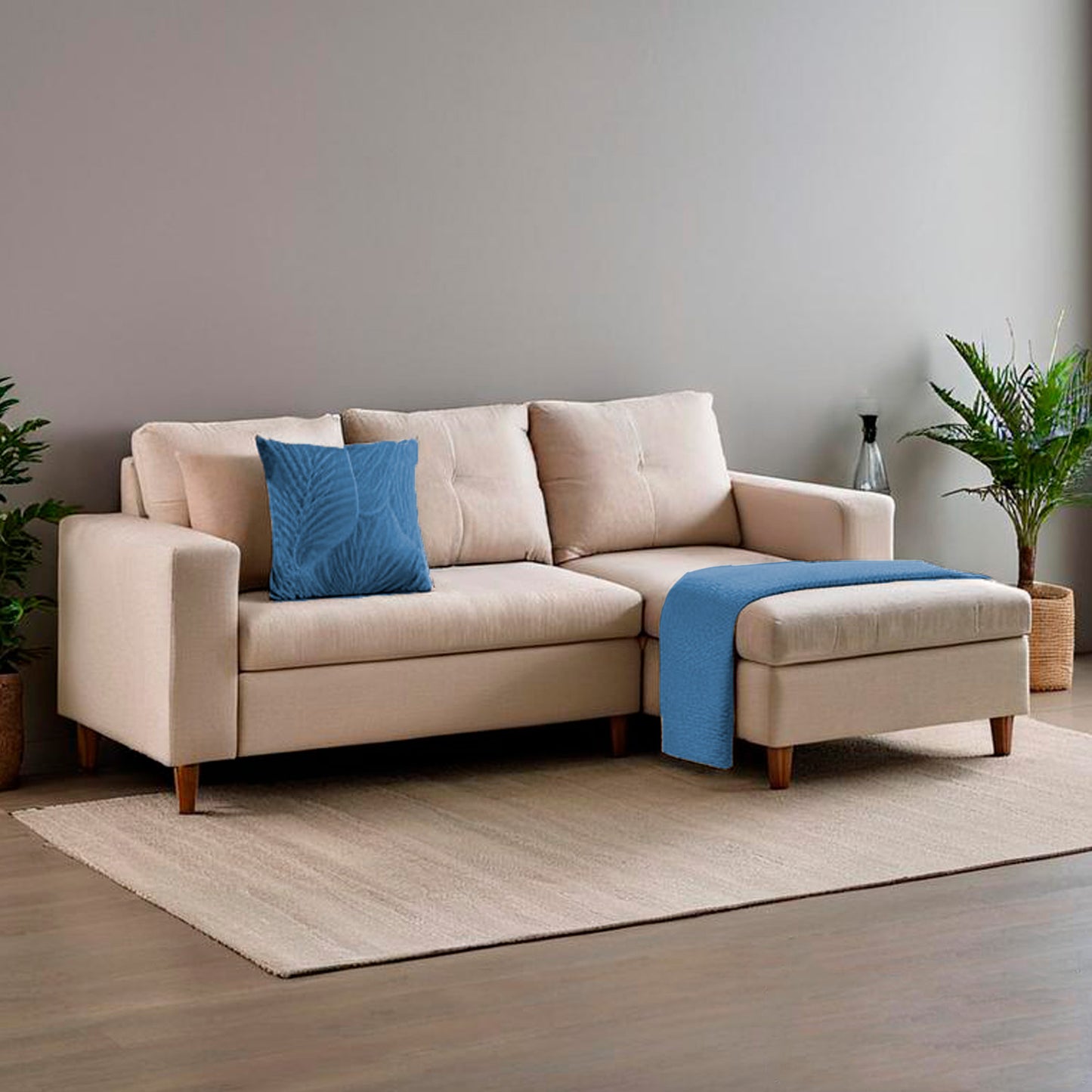 fotografía ambientada mueble sala en L Viena izquierda vista isométrica color beige