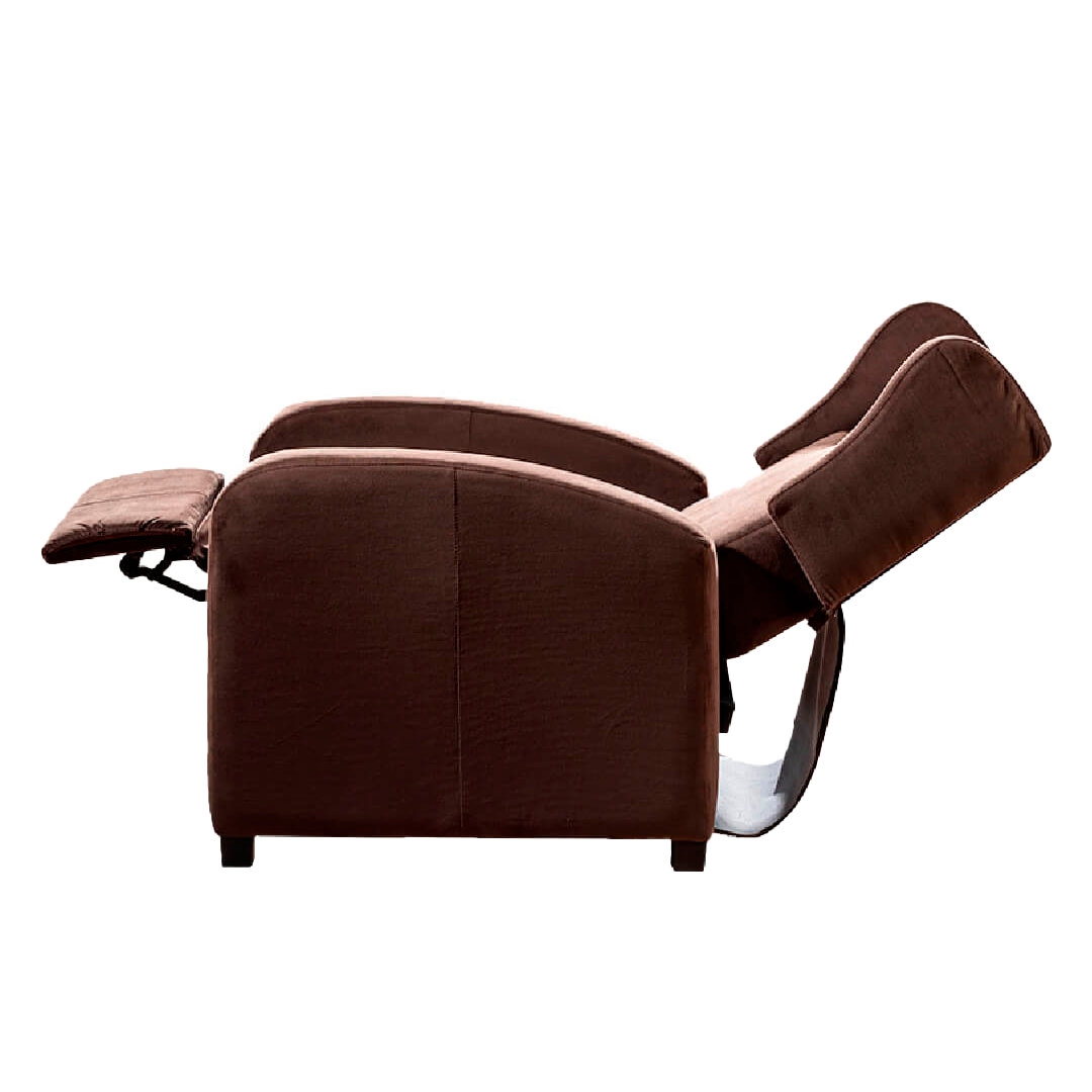 Imagen mueble silla reclino Apolo vista lateral abierta color chocolate