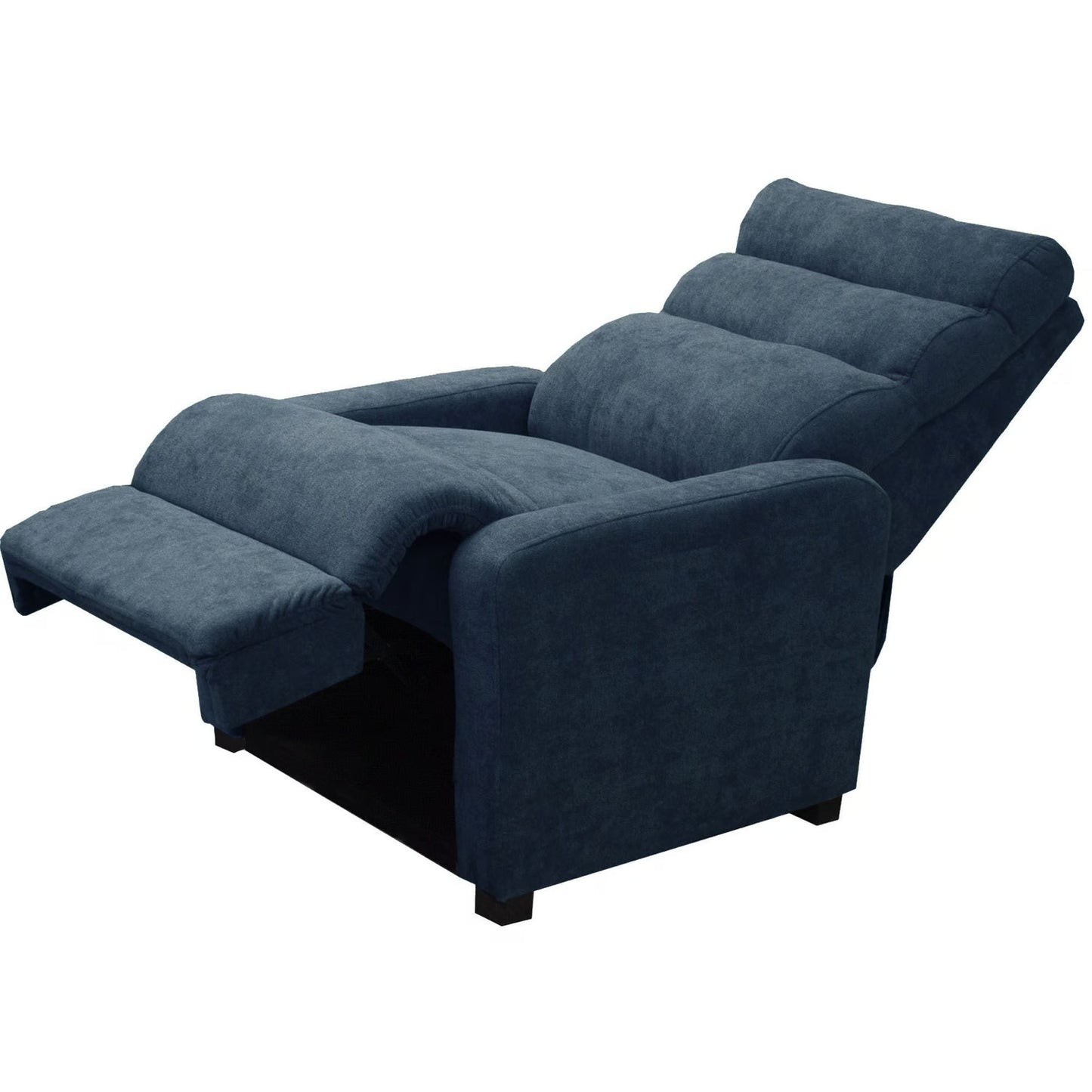 Imagen mueble sillón reclinable Odín vista isométrica abierto color azul índigo