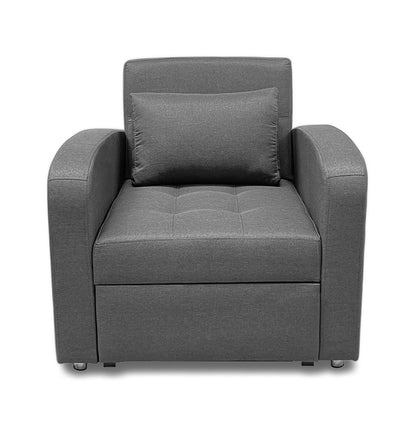 Imagen poltrona cama california un puesto tapizado color gris vista frontal cerrado