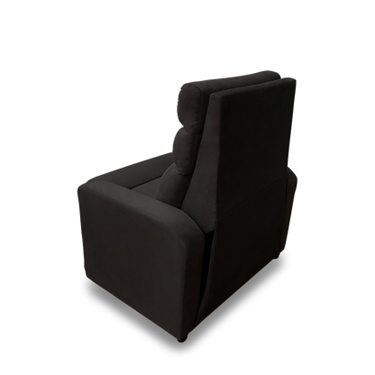 Imagen sillón reclinable odín tapizado color negro vista isométrica posterior