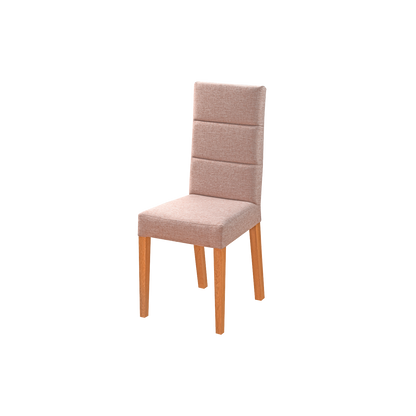 Imagen silla madera flor morado natural Da Vinci tapizada color beige vista isométrica