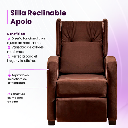 Infografía beneficios silla reclino Apolo chocolate