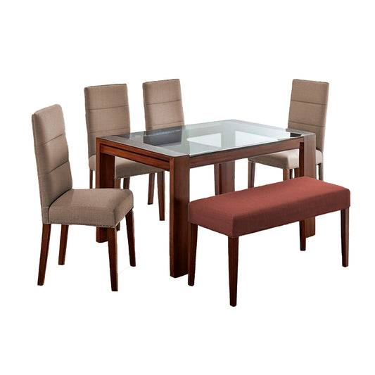 Imagen mueble juego de comedor seis puestos vista isométrica color beige