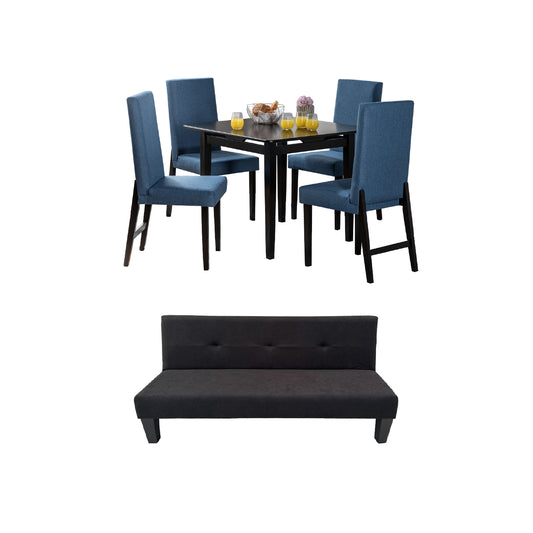 Imagen juego de sala mini Urano comedor cuatro puestos sofá cama negro