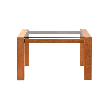 Imagen mesa comedor madera flor morado natural seis puestos vista frontal