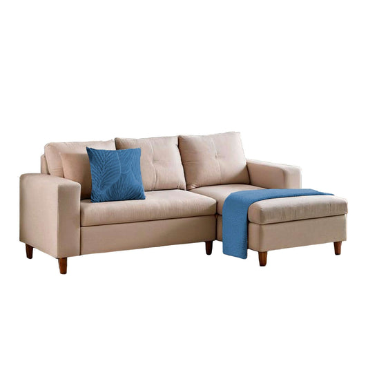 Imagen mueble sala L Viena izquierda vista isométrica color beige