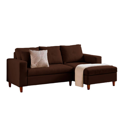 Imagen mueble sala L Viena izquierda vista isométrica color chocolate