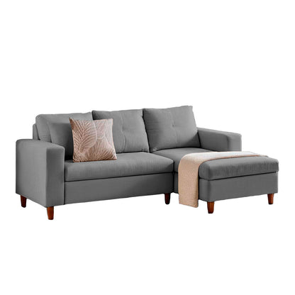 Imagen mueble sala L Viena izquierda vista isométrica color gris
