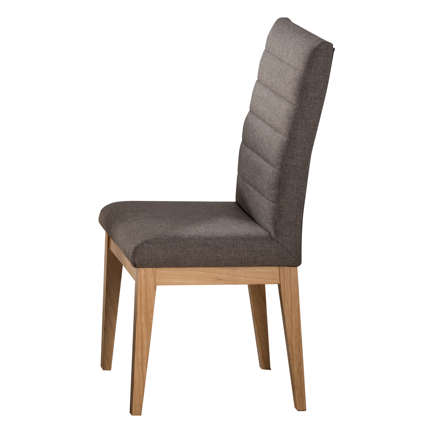 Imagen silla madera flor morado color natural tapizada color gris vista lateral