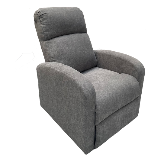Imagen mueble sillón reclinable logan color gris vista abierta isométrica