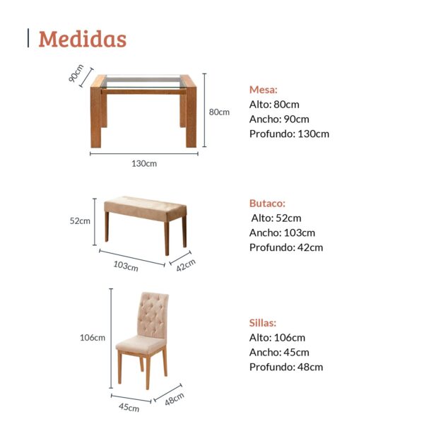 JUEGO COMEDOR 6 PTO MIGUEL ANGEL BEIGE - Image 4