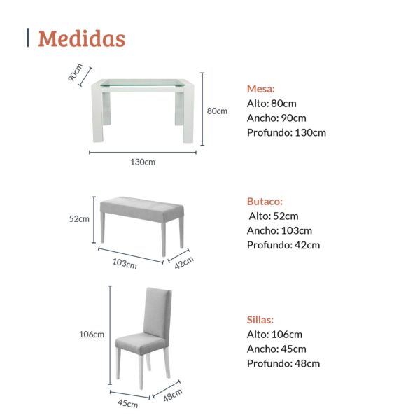 JUEGO COMEDOR 6 PTO REMBRANDT GRIS - BLANCO - Image 3