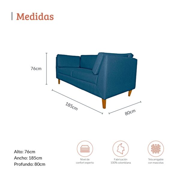 SOFA 3 PUESTOS GALES AZUL INDIGO - Image 3