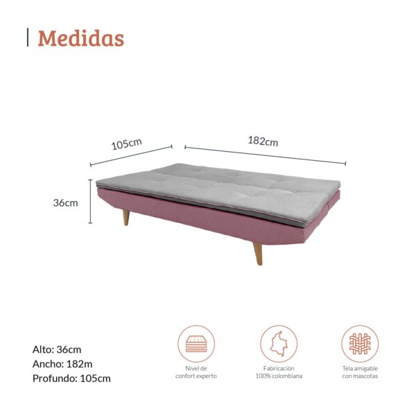 SOFA CAMA SAN TELMO GRIS ROSA - Image 5