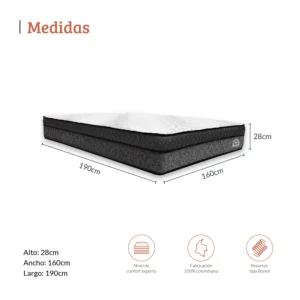 Colchón Niebla Semi ortopédico Firmeza Media-Alta 25cm - Queen