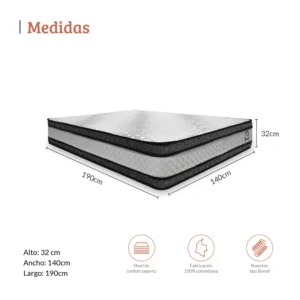 Colchón Nova Semi ortopédico Firmeza Media-Alta 25cm - DOBLE