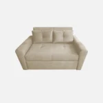 sofá cama Bari tipo carrito dos puestos tapizado capitoné color beige visto de frente