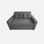 sofá cama Bari tipo carrito dos puestos tapizado capitoné color gris visto de frente