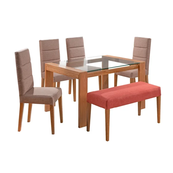 JUEGO COMEDOR 6 PTO DA VINCI CAFE CLARO/SALMON