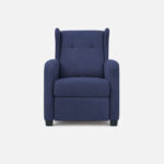 silla reclinable apolo tapizado microfibra color azul con capitoné en el espaldar y patas plásticas negras visto de frente