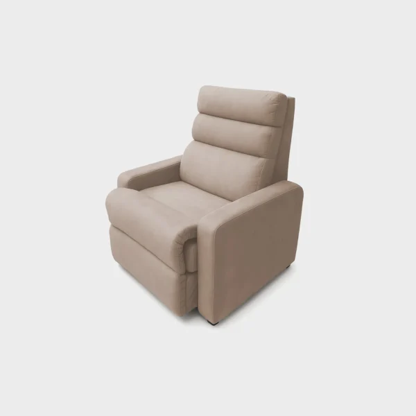 silla reclinable odín tapizado color beige con textura lineal vista en perspectiva