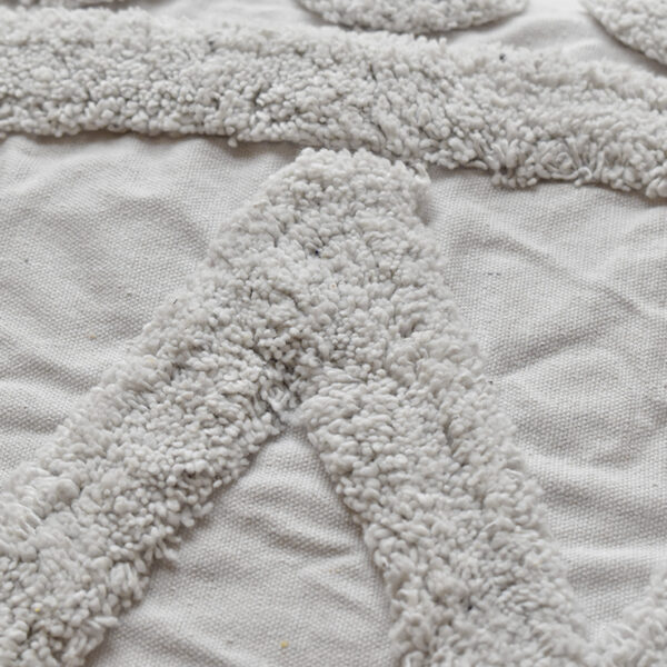 Detalle textura funda con cojín rustic 45 color blanco, textura afelpada y lisa. All Star decoración