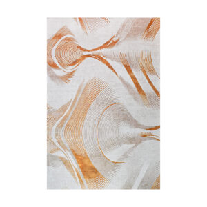 tapete kuin tonos naranjas y plateado con textura orgánica de mármol visto de frente. All Star decoración