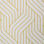 Detalle de tapete en tonos grises y dorados con textura de patrón geométrico. All Star decoración