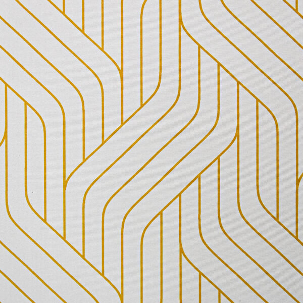 Detalle de tapete en tonos grises y dorados con textura de patrón geométrico. All Star decoración