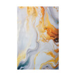 tapete kuin tonos naranjas, plateados y azules con textura orgánica de mármol visto de frente. All Star decoración