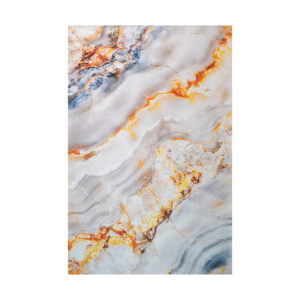 tapete kuin tonos naranjas, plateados y azules con textura orgánica de mármol visto de frente. All Star decoración