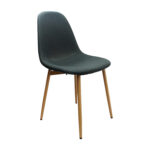 silla comedor Fénix tapizada color negra con patas de metal, vista en perspectiva. All Star Sillas