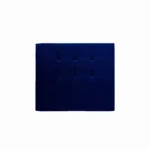 cabecero en madera maciza tapizado color azul con capitoné visto de frente. Muebles All Star