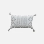 funda con cojín rustic 50x30 cm color blanco vista de frente