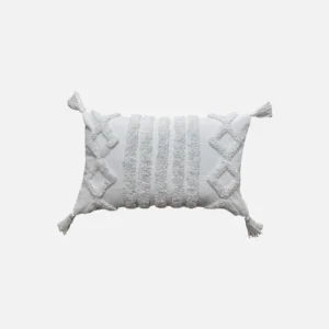 funda con cojín rustic 50x30 cm color blanco vista de frente