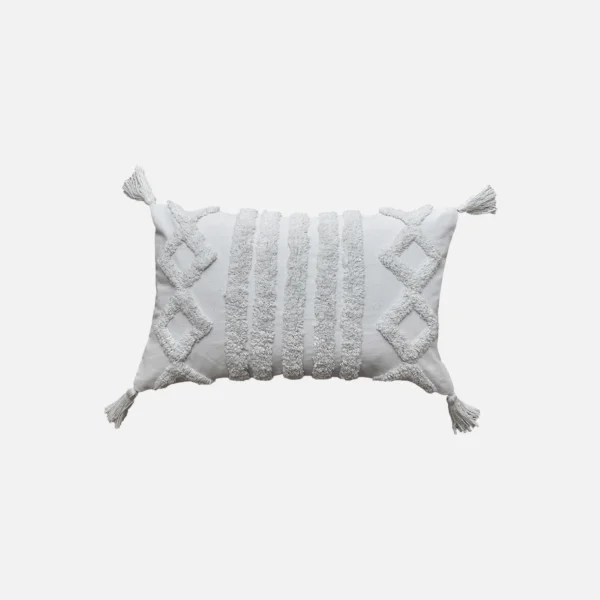 funda con cojín rustic 50x30 cm color blanco vista de frente