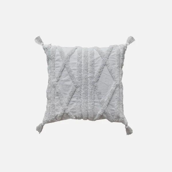 Funda con cojín rustic 45 x 45 cm con textura geométrica color blanco