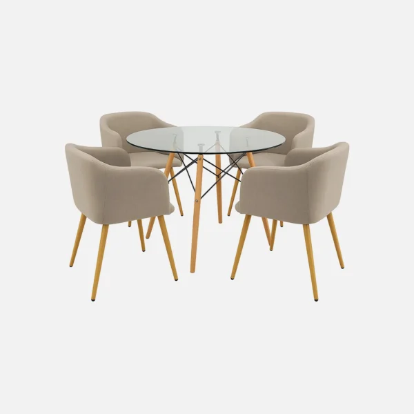 Juego comedor 4 puestos redondo lyra mesa vidrio. All Star Comedores