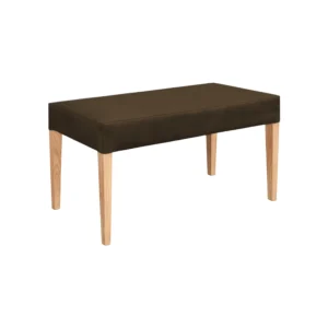 butaco comedor en madera maciza flor morado tapizada en color café vista desde perspectiva. Muebles All Star