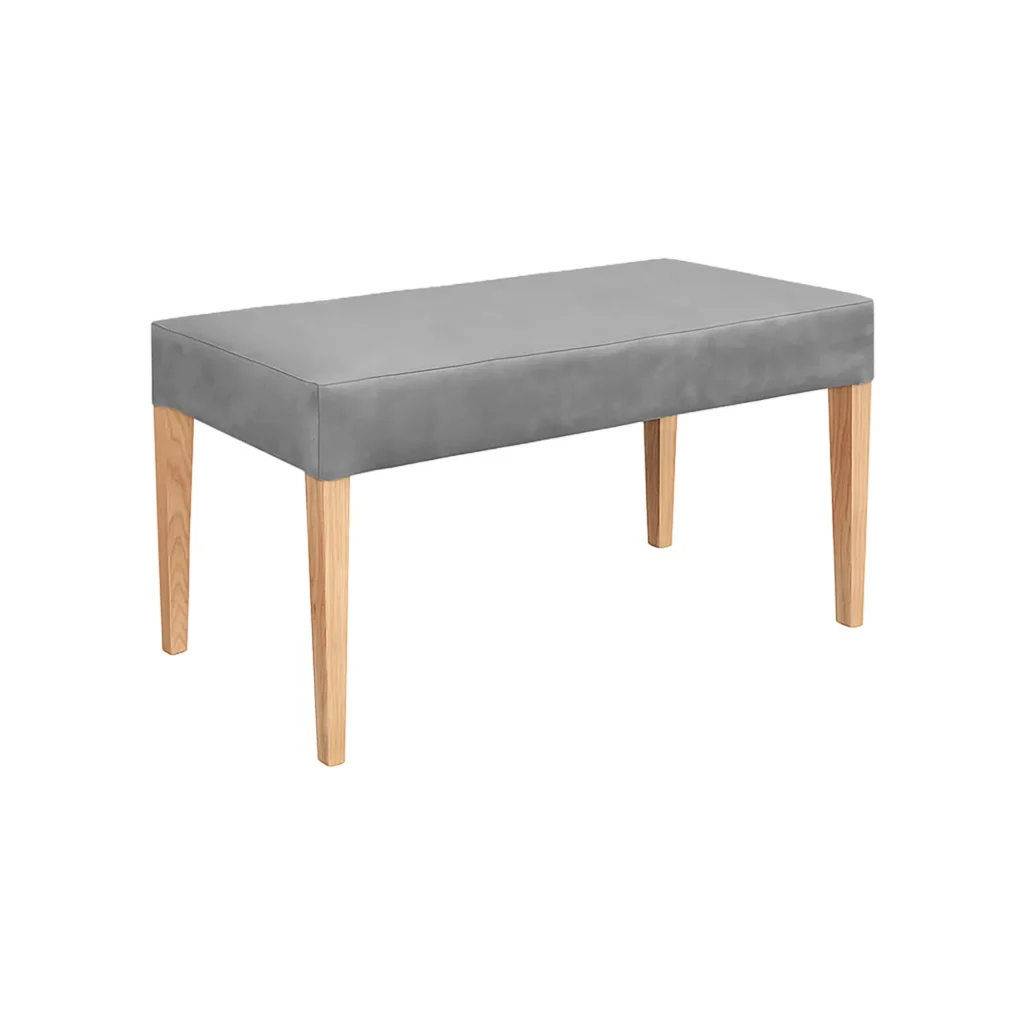 All Star 3 butaco comedor en madera maciza flor morado tapizada en color gris vista desde perspectiva. Muebles All Star