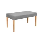 butaco comedor en madera maciza flor morado tapizada en color gris vista desde perspectiva. Muebles All Star