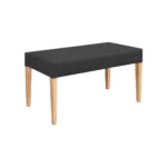 butaco comedor en madera maciza flor morado tapizada en color negro vista desde perspectiva. Muebles All Star