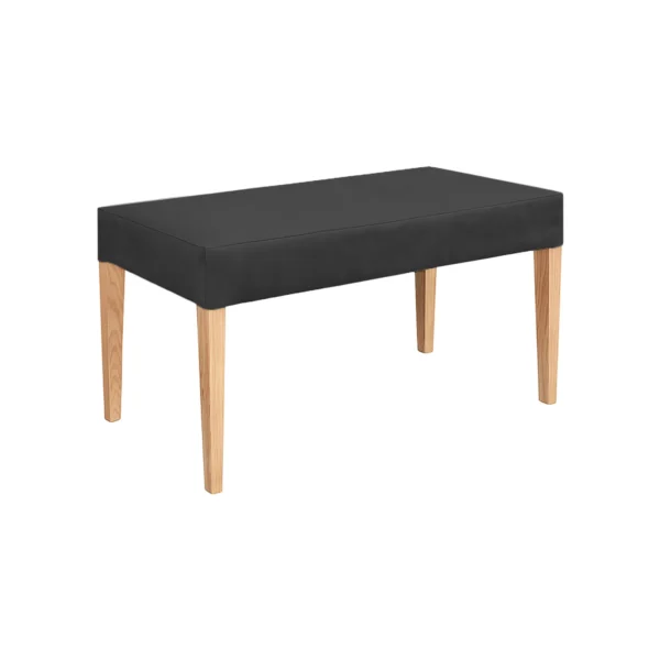 butaco comedor en madera maciza flor morado tapizada en color negro vista desde perspectiva. Muebles All Star