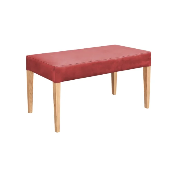 butaco comedor en madera maciza flor morado tapizada en color salmón vista desde perspectiva. Muebles All Star