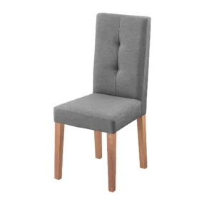 silla comedor Van Gogh en madera flor morado tono natural y tapizado color gris capitoneado en espaldar, vista en perspectiva. Muebles All Star